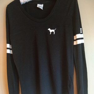 '"PINK" Long sleeve black tee, baseball type style